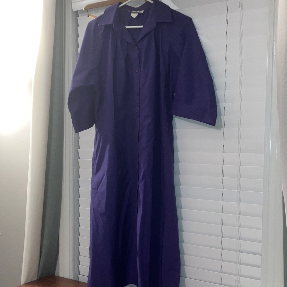 Elegant vintage Willi of California Purple Women's button down Dress half sleeve